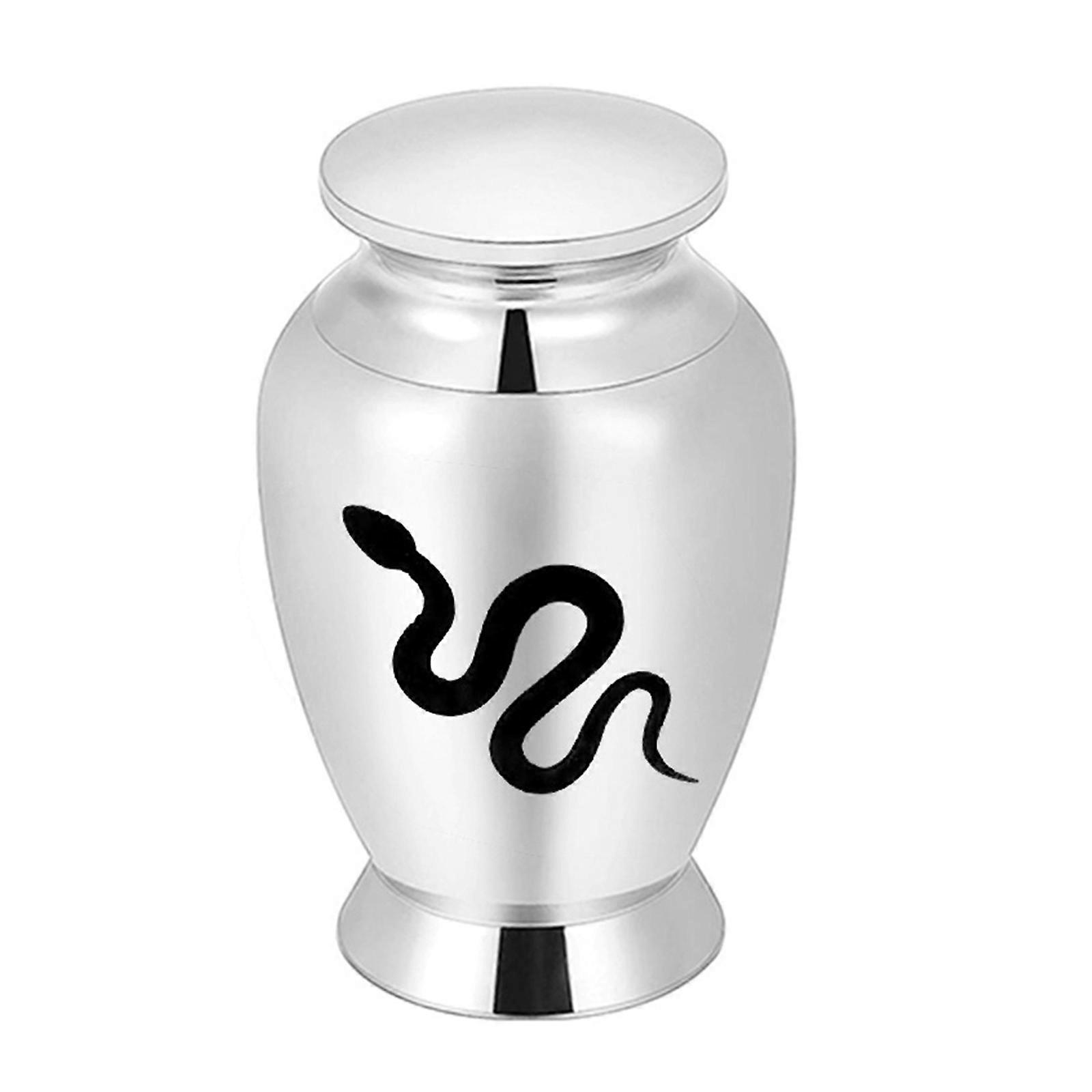 Waterproof Pet Cremation Urn Elegant Snake Motifs Small Pet Ashes Box For Memorial Keepsakes And Easy Access Design  Silver