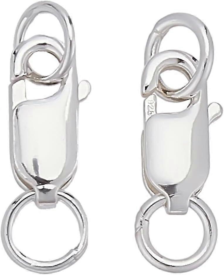 10Pcs 2 Styles 925 Sterling Silver Lobster Claw Clasps with Jump Rings Rectangle Clasps with 1Pcs Square Silver Polishing Cloth for Necklaces Bracelet