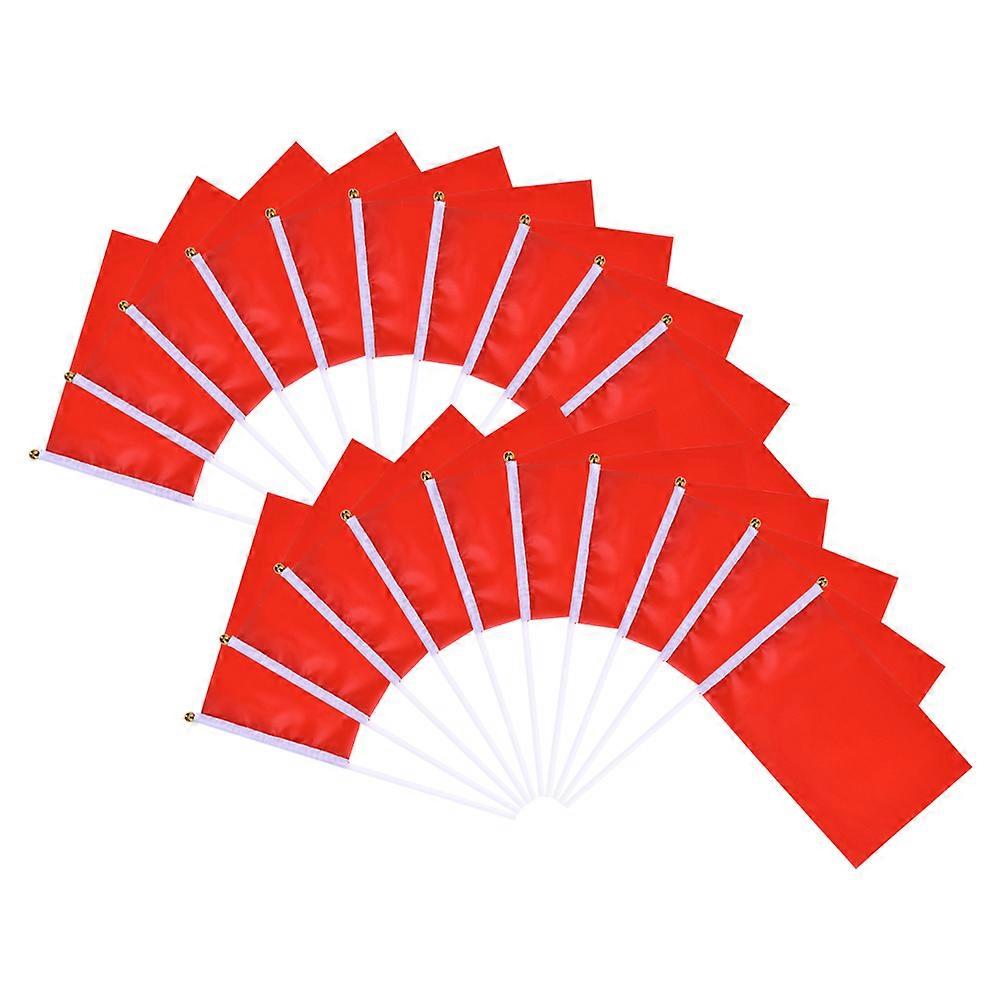 Manual Waving Flags Small Solid Color Red Flags for Parades Use 25Pcs