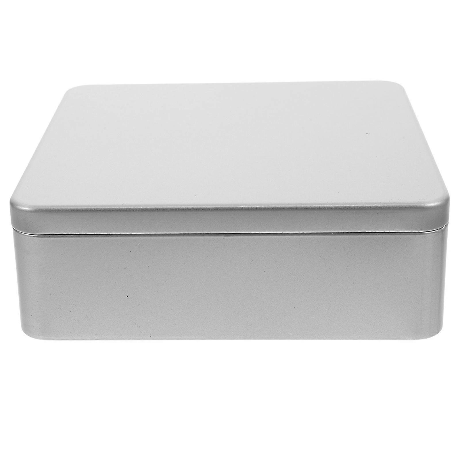 Silver Biscuit Tin Box with Lid for Convenient Storage
