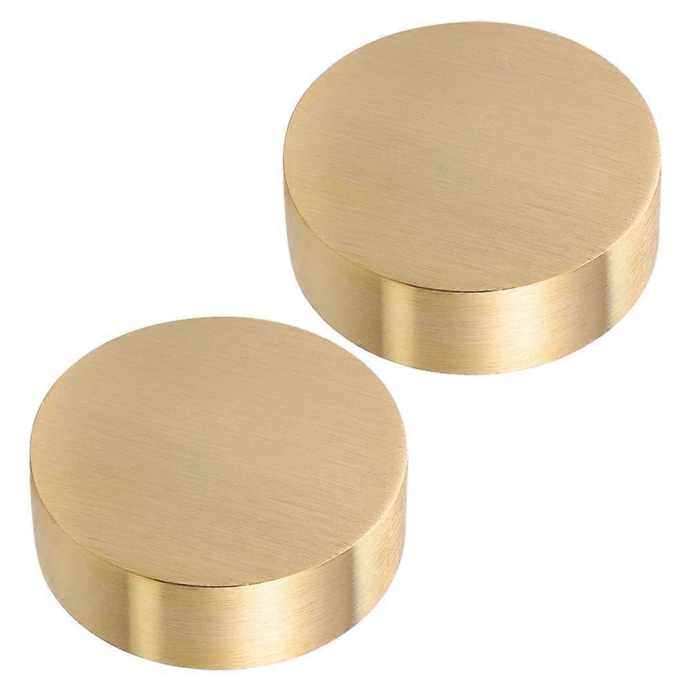 Golden Brass Round Paperweight for Calligraphy Use 2Pcs Solid Desk Decor