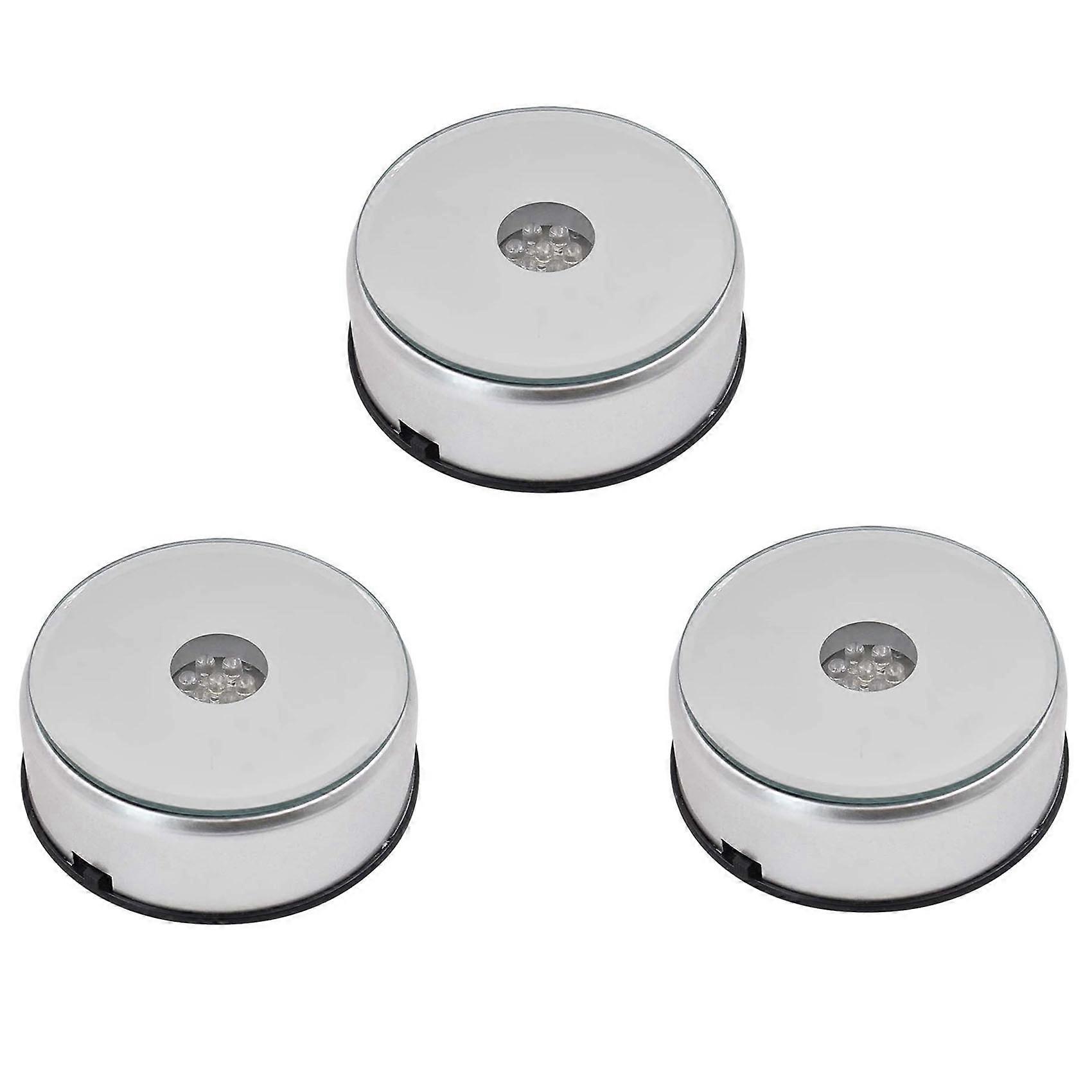3X Display Turntable Base for Crystals Glass Art,LED Colored Rotating Crystal Display Base Stand with USB Cable
