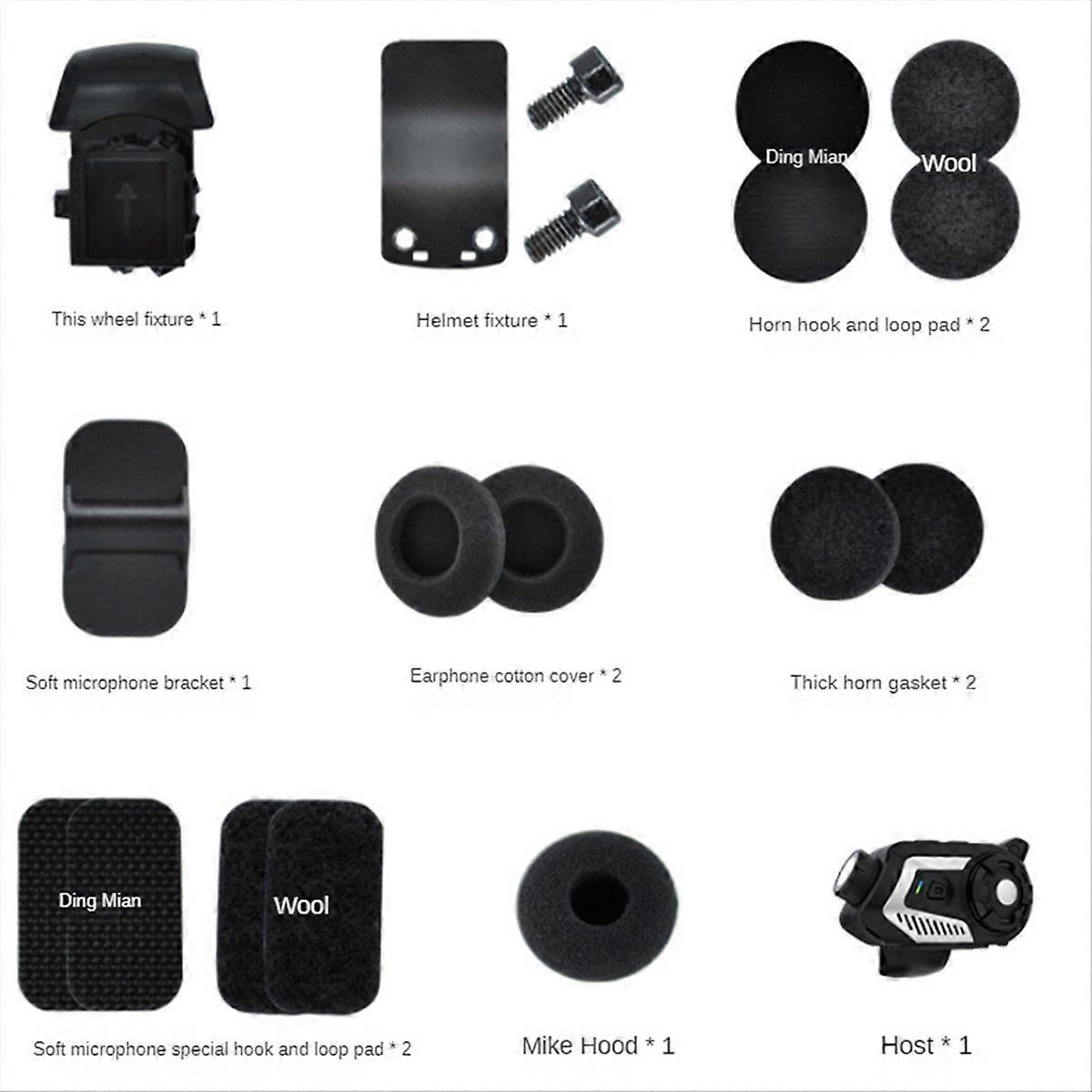 Motorcycle Helmet Intercom Bluetooth Headset with 2K Camera,A