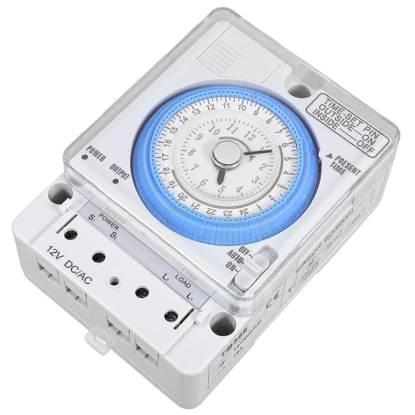 Precise Timer Mechanical Time Control Switch Portable Timer Durable Time Switch Timing Mechan for Home Kitchen (White 12VAC/DC)