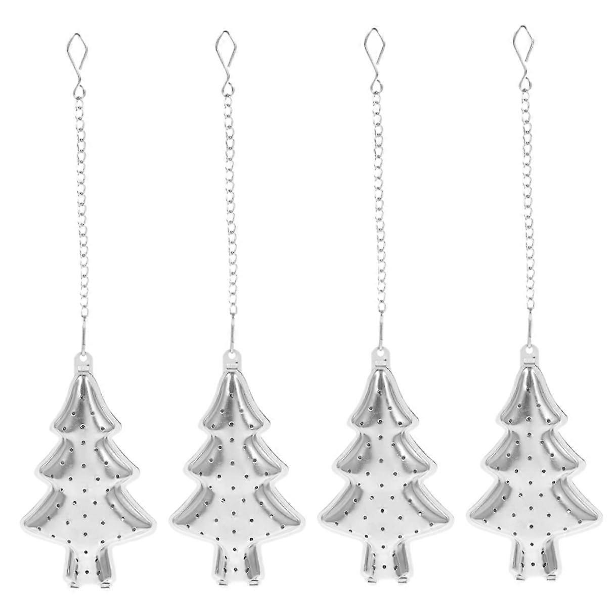 4pcs Tree Shaped Tea Infuser with Chain, Reusable Stainless Steel Loose Leaf Tea Strainer for Home