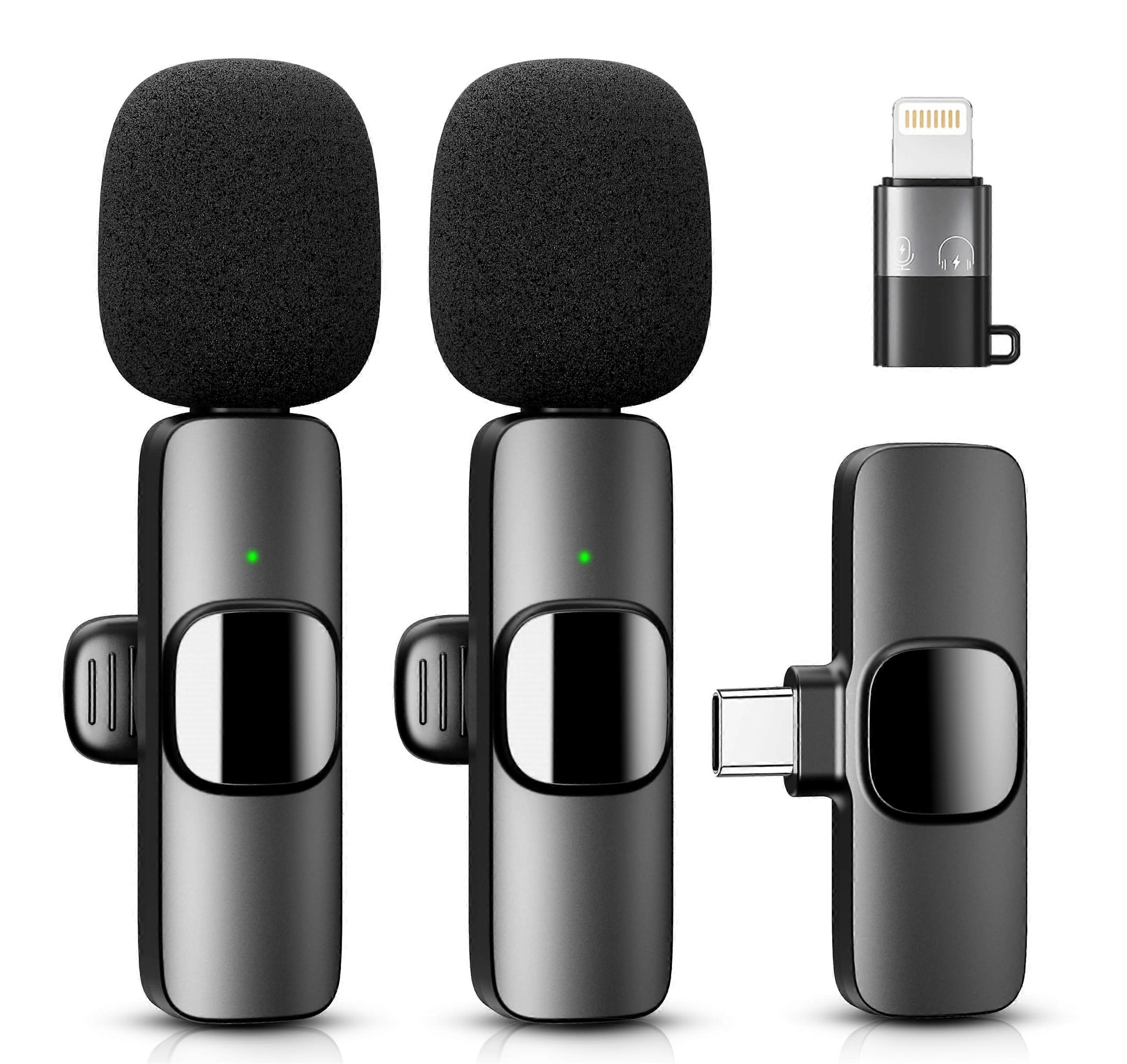 （Black)YRF Wireless Lavalier Microphone compatible with iPhone - Android Computer, Mini Microphone compatible with Live Streaming, Video Re