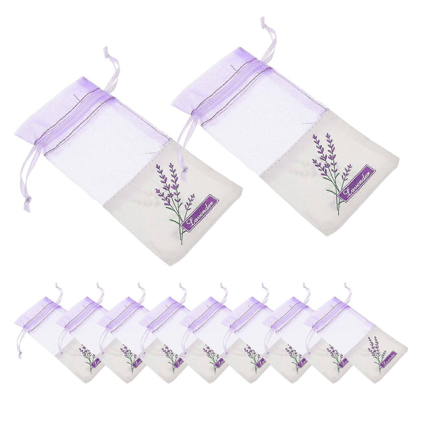 Empty Lavender Drawstring Bag Set Mesh Sachet Bags for Herbs 10Pcs Violet