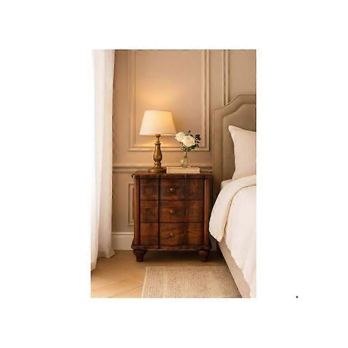 Solid Wood Valencia Bedside, 3 Drawers, Brown