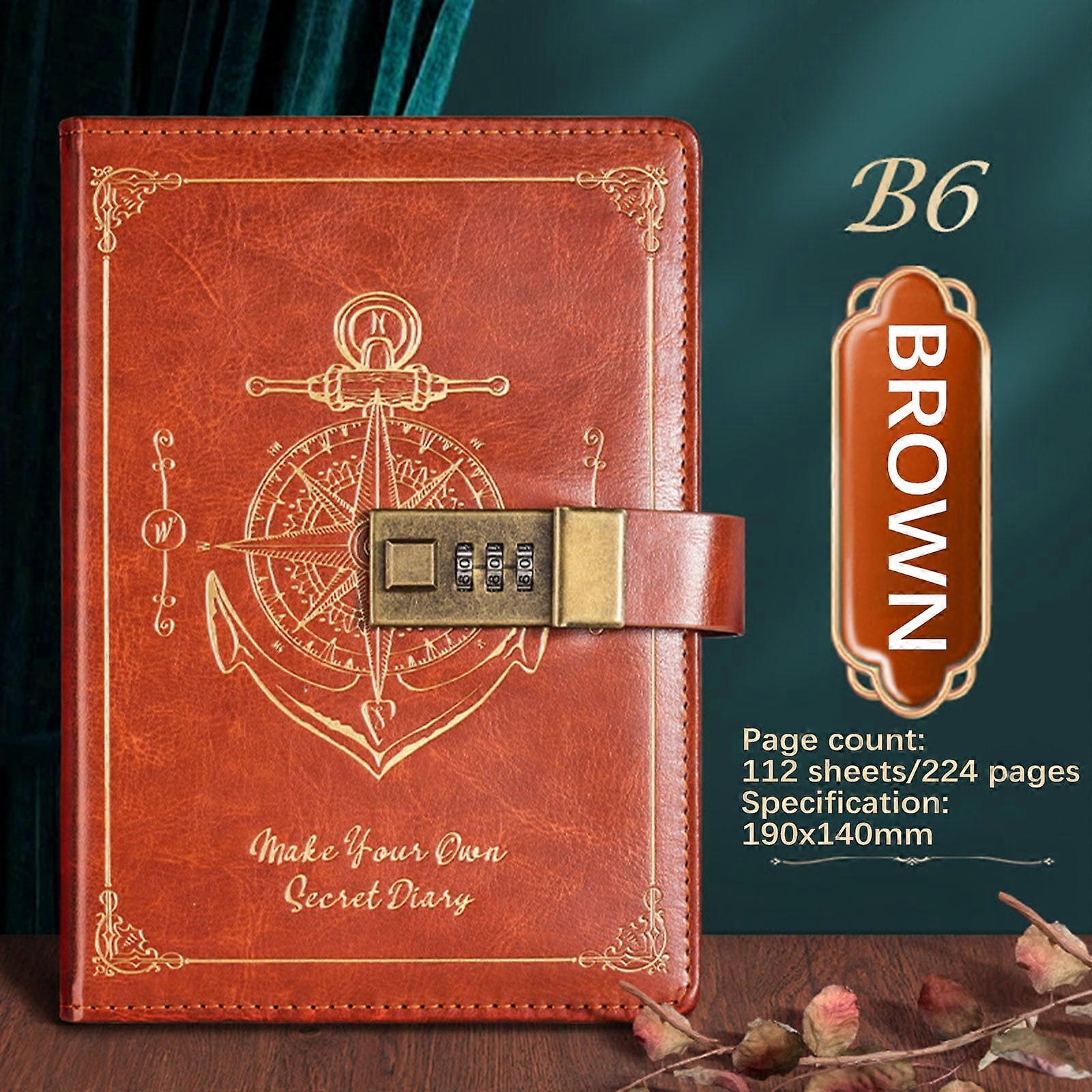 Lmueinov Retro Password Notebook With Lock B7 Leather Notebook Students Beautiful Diary Notebook Notes Clearance
