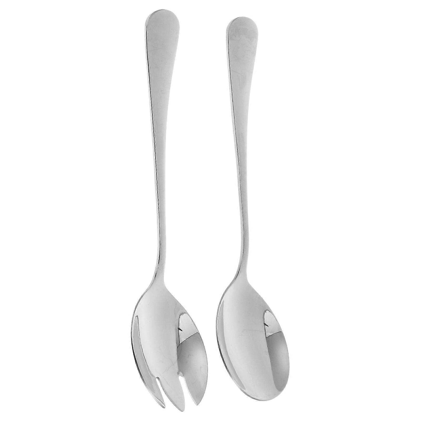 Stainless Steel Salad Spoon Set with Ergonomic Design for Daily Use Silver Color 1 Set