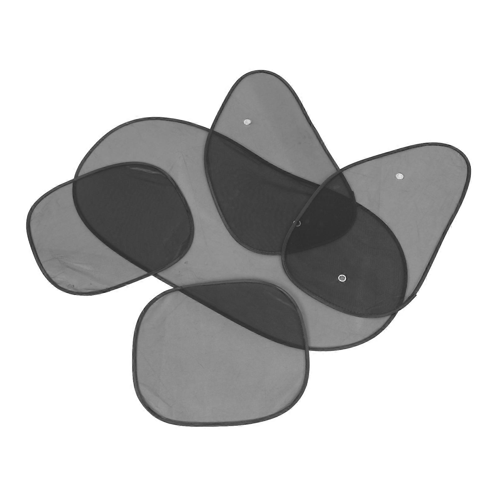 1 Set Auto Window Shades Rectangular UV Protection For Car Windows 5-Pcs Set Black