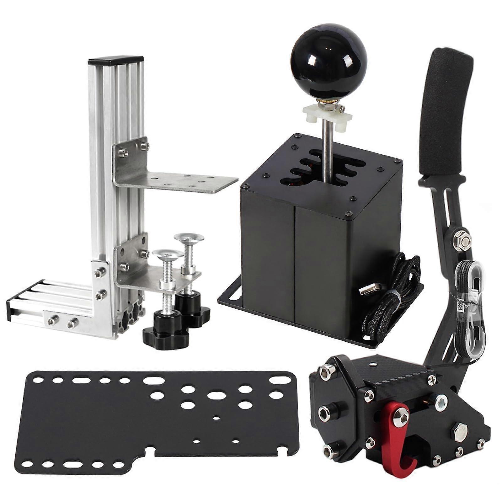 USB Simulator Shifter and 64Bit Racing Handbrake with Hall Sensor for PC Compatible with Logitech G29 G27 G25 G920