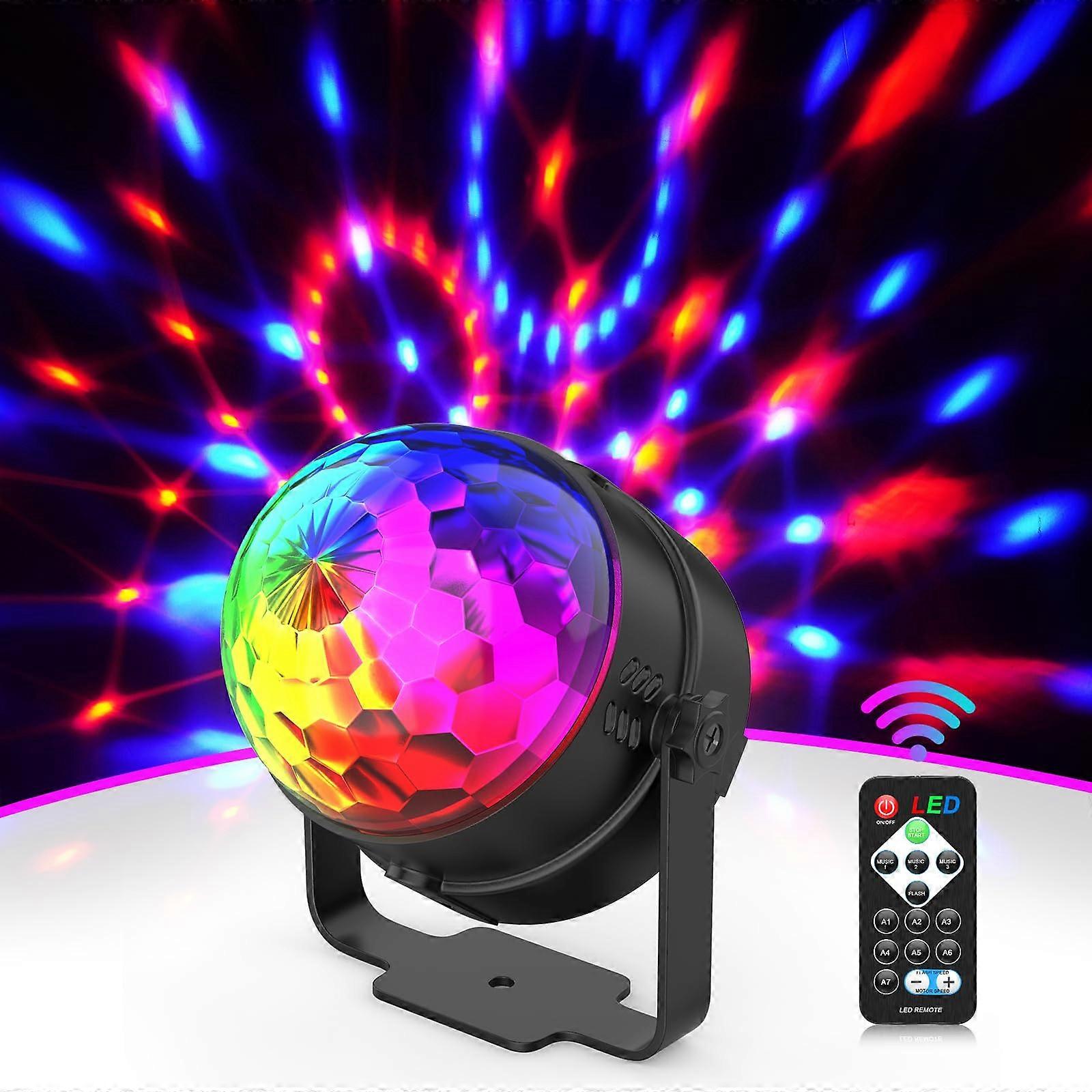 Disco Ball Party Light, Sound Activated Rotating Multicolor DJ Lighting with Remote for Home and Events