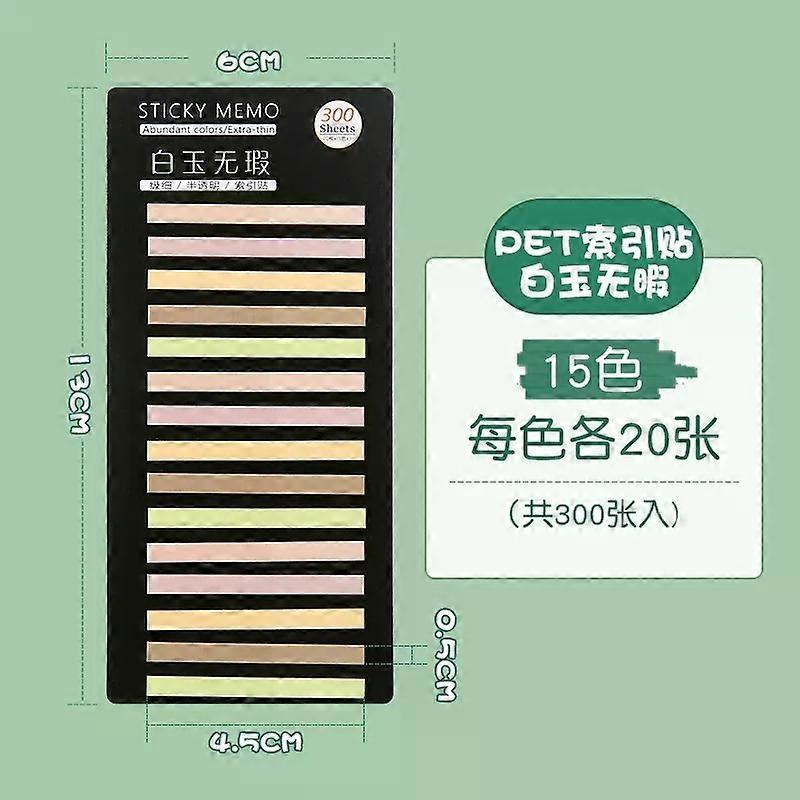 300Pcs Color Translucent Strips PET Index Sticker Note Highlight Mark Stickers Subjects Bookmarks Student Stationery Sticky Note
