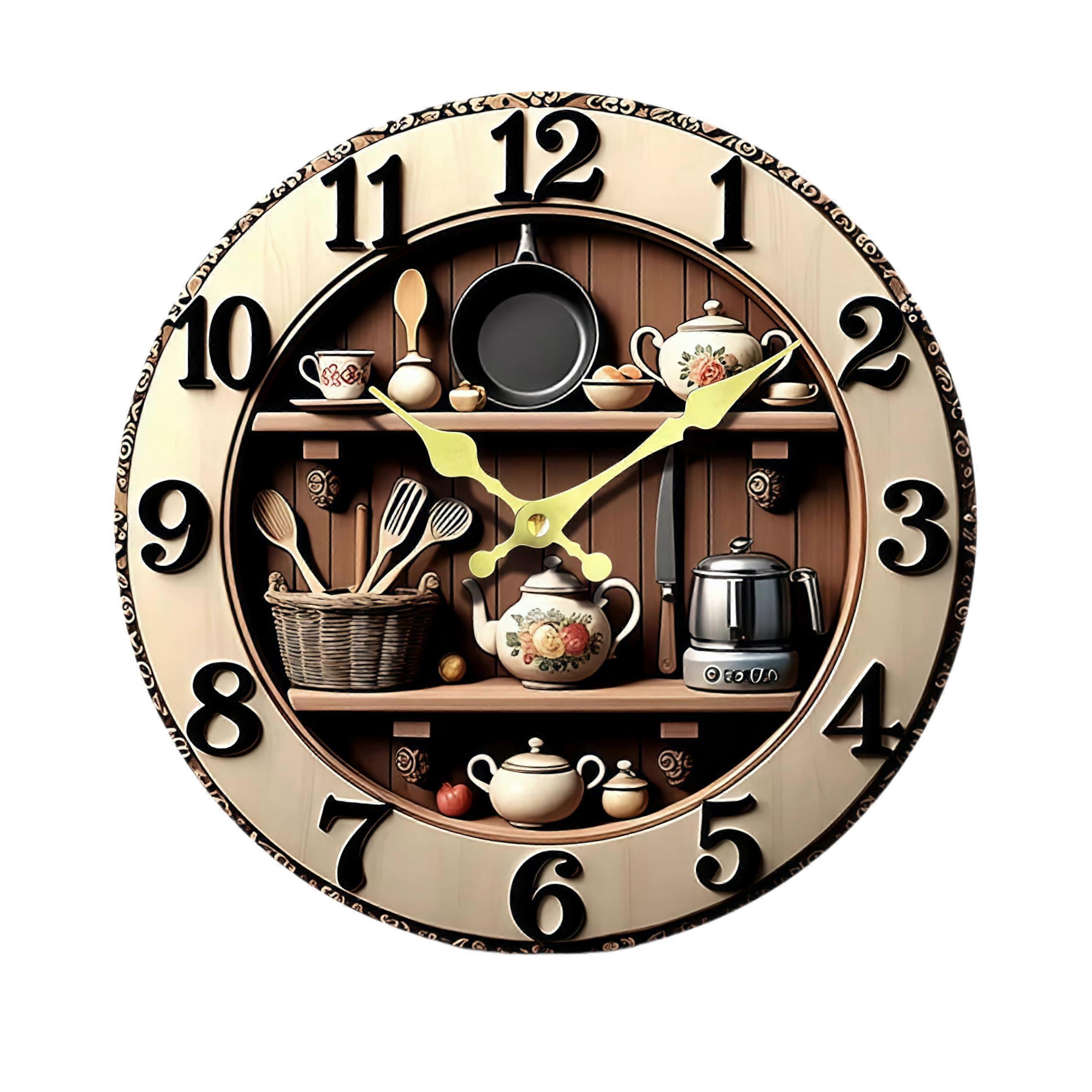 12 Inch Silent Wall Clock with Large EasyRead Numbers, Battery Operated Quartz for Kitchen Bedroom