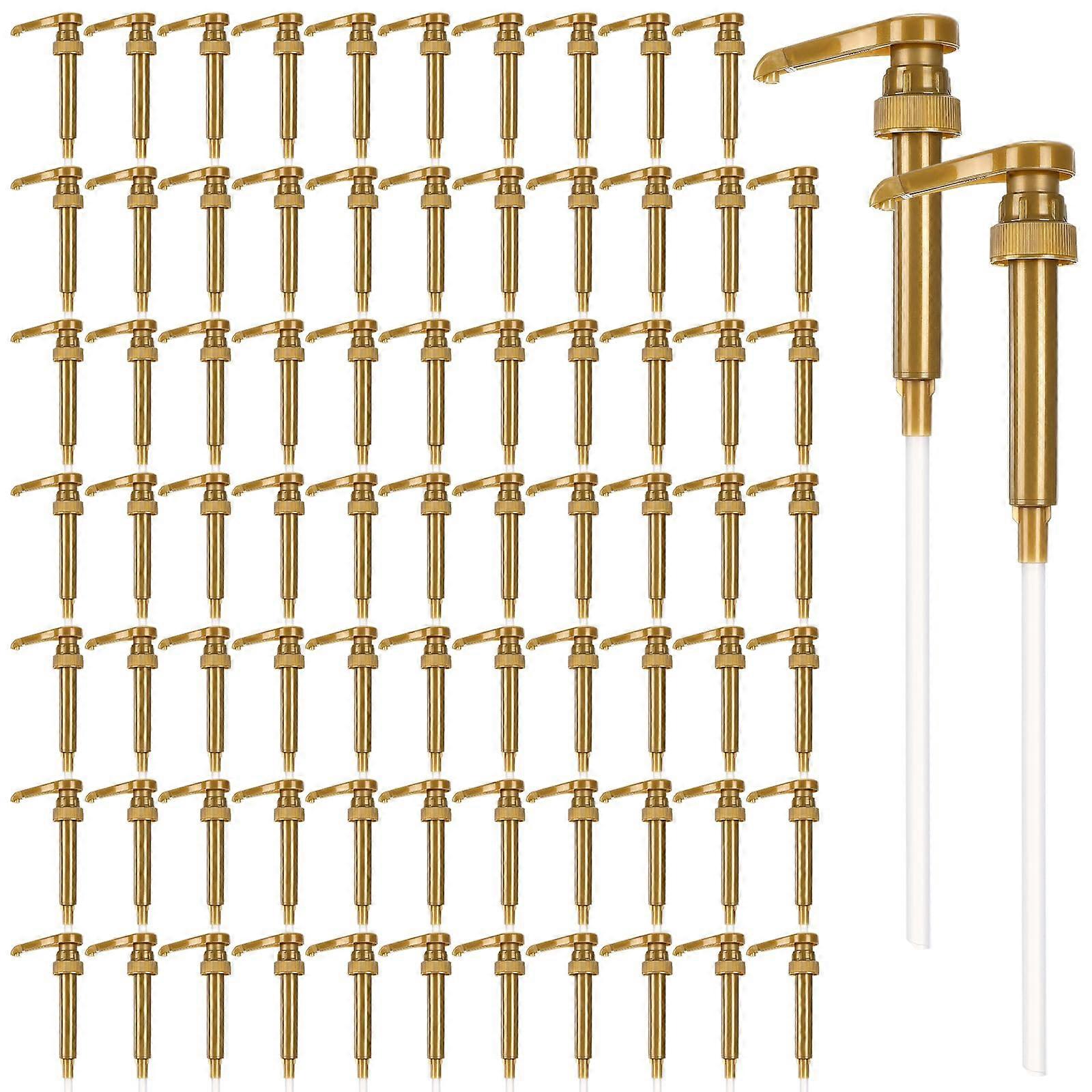 50 Pcs Gold Coffee Syrup Pump Set for 750ml Bottles with LeakProof Lock and Portion Control