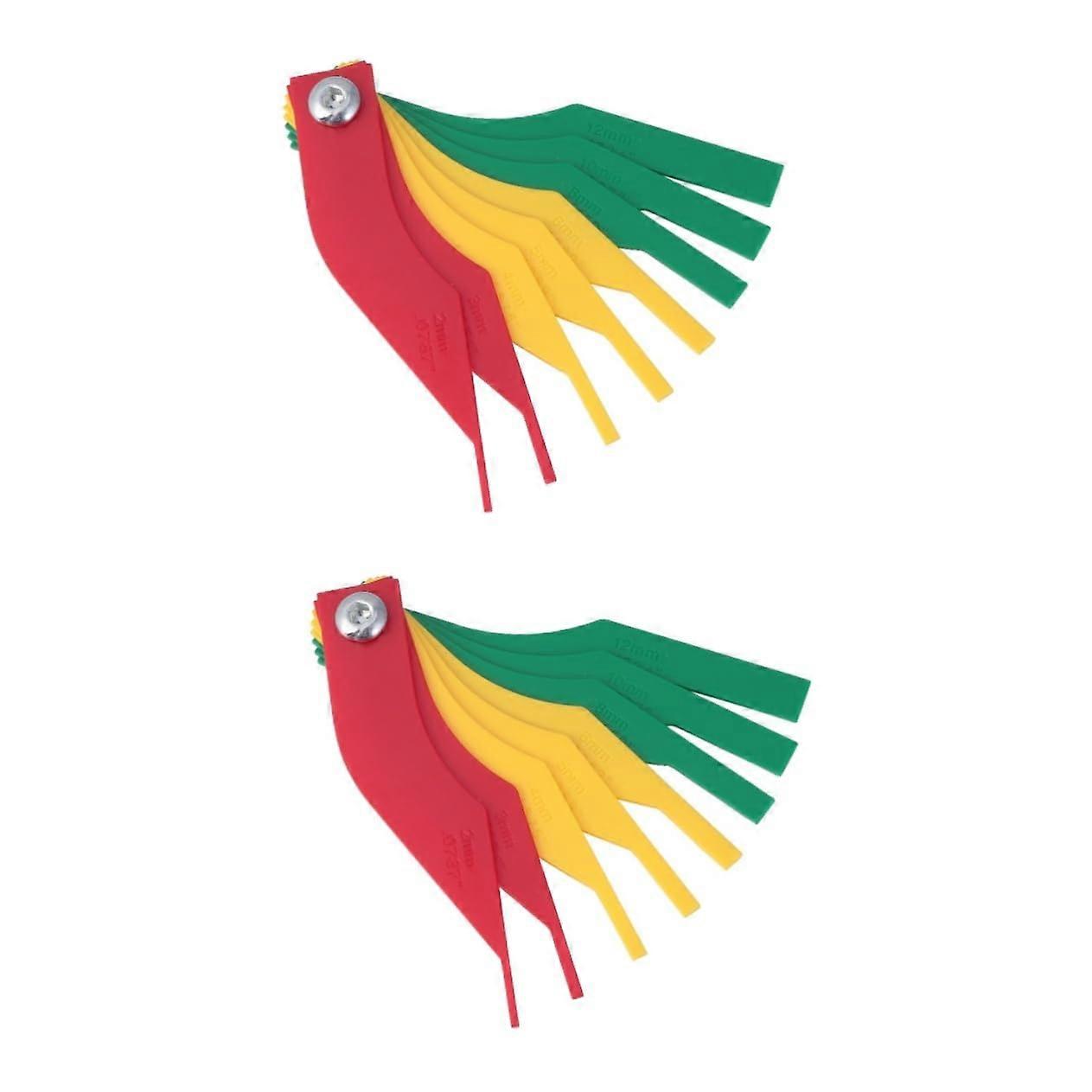 2pcs Brake Pad Thickness Gauge with ThreeColor Safety Coding for Quick Car Brake Wear Inspection