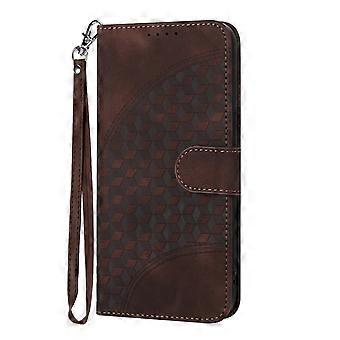 Case For Iphone 13 Coffee Leather Solid Skin Texture Diamond Embossed Card Slot Wallet No4043