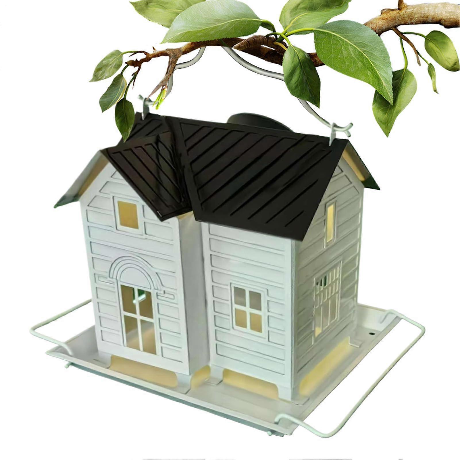 Solar Bird Feeder with LED Light, Squirrel Proof Hanging Bird Feeding Station for Backyard