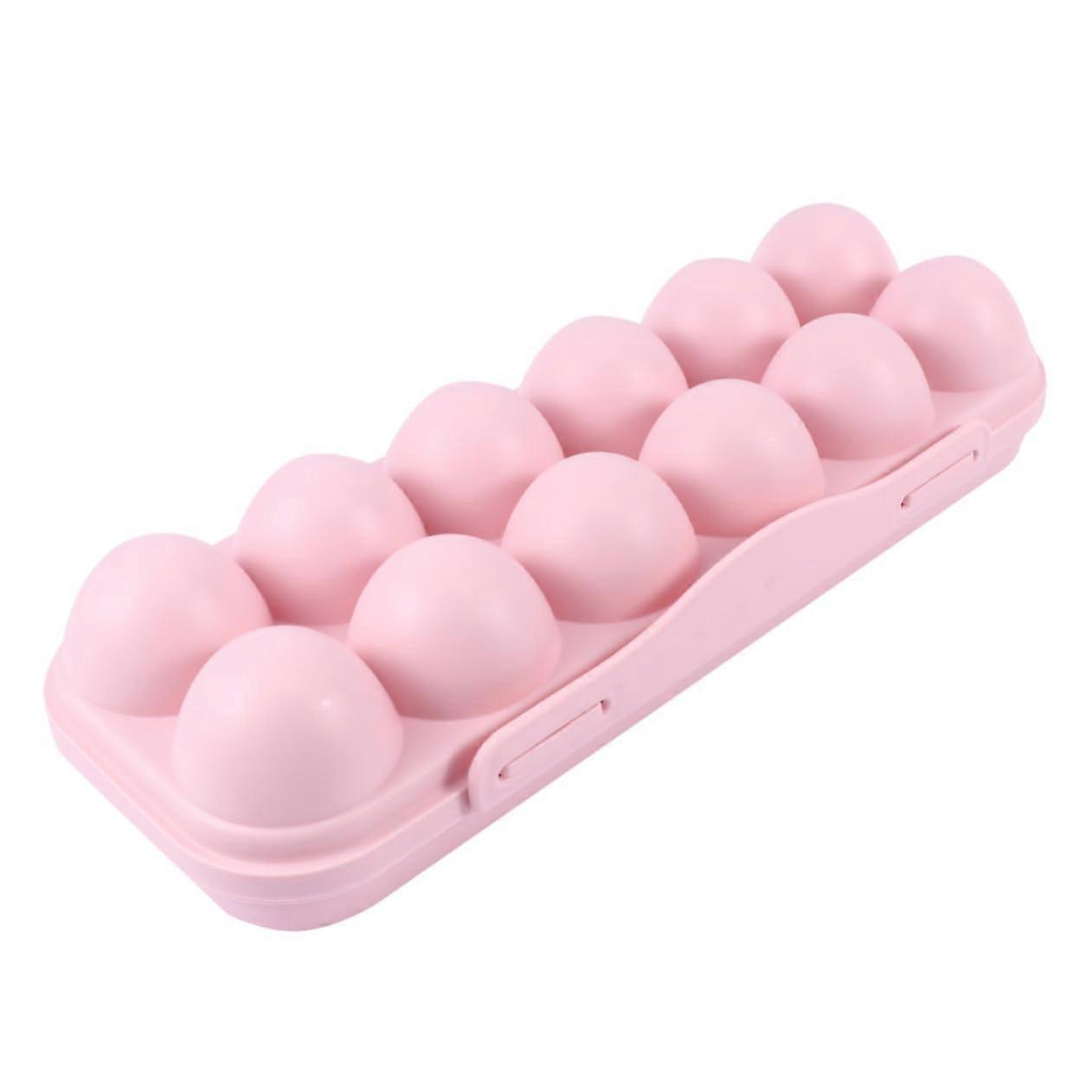 Egg Storage Container with Secure Locking Lid, Stackable Egg Holder for Refrigerator, 2pcs Pink