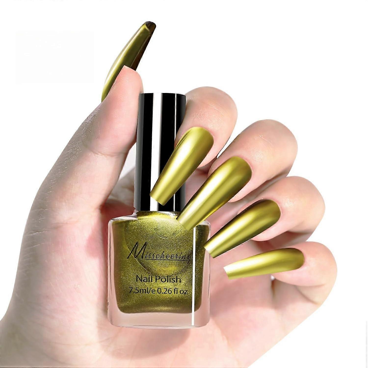 Metallic Nail Polish Quick Dry Mirror Chrome Shine Long Lasting Chip Resistant Lacquer 01