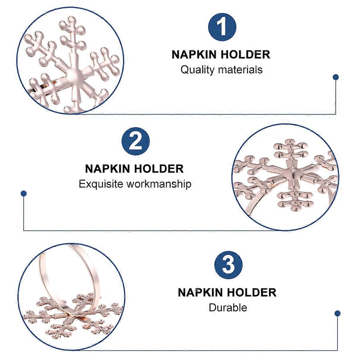 Golden Alloy Snowflake Napkin Rings for Party 6 Pcs Set Elegant Tableware Accessories
