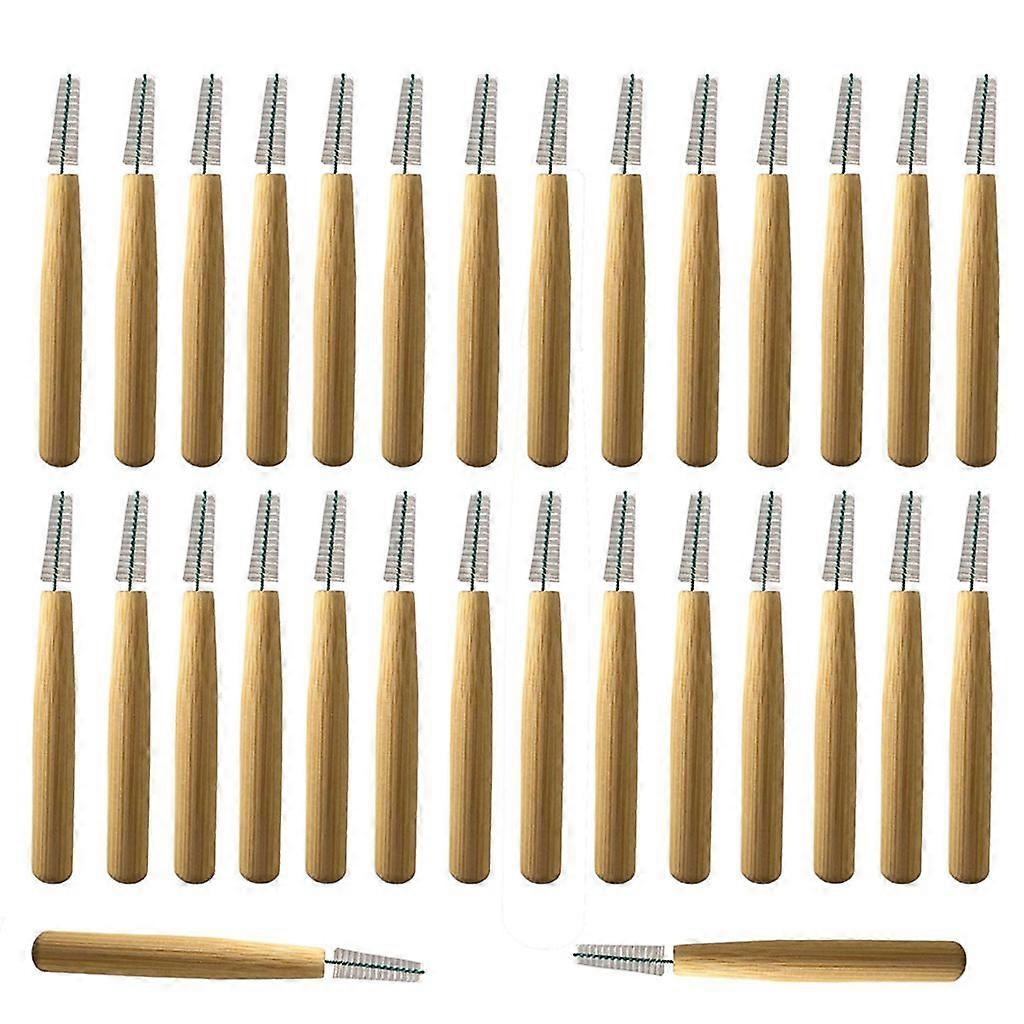 Soft Floss Picks 30 Pcs Bamboo Handle Interdental Brushes Dental Cleaning Tool
