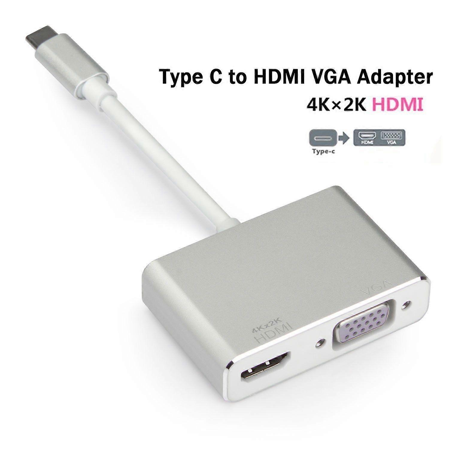 Type-C to VGA + HDMI Converter Extension Connector Adapter