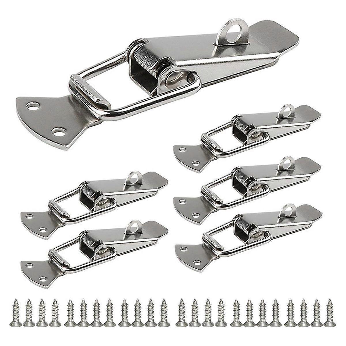 10Pcs Spring Loaded Toggle Catch, Stainless Steel Spring Toggle Lock with Padlock Hole for Cabinet,