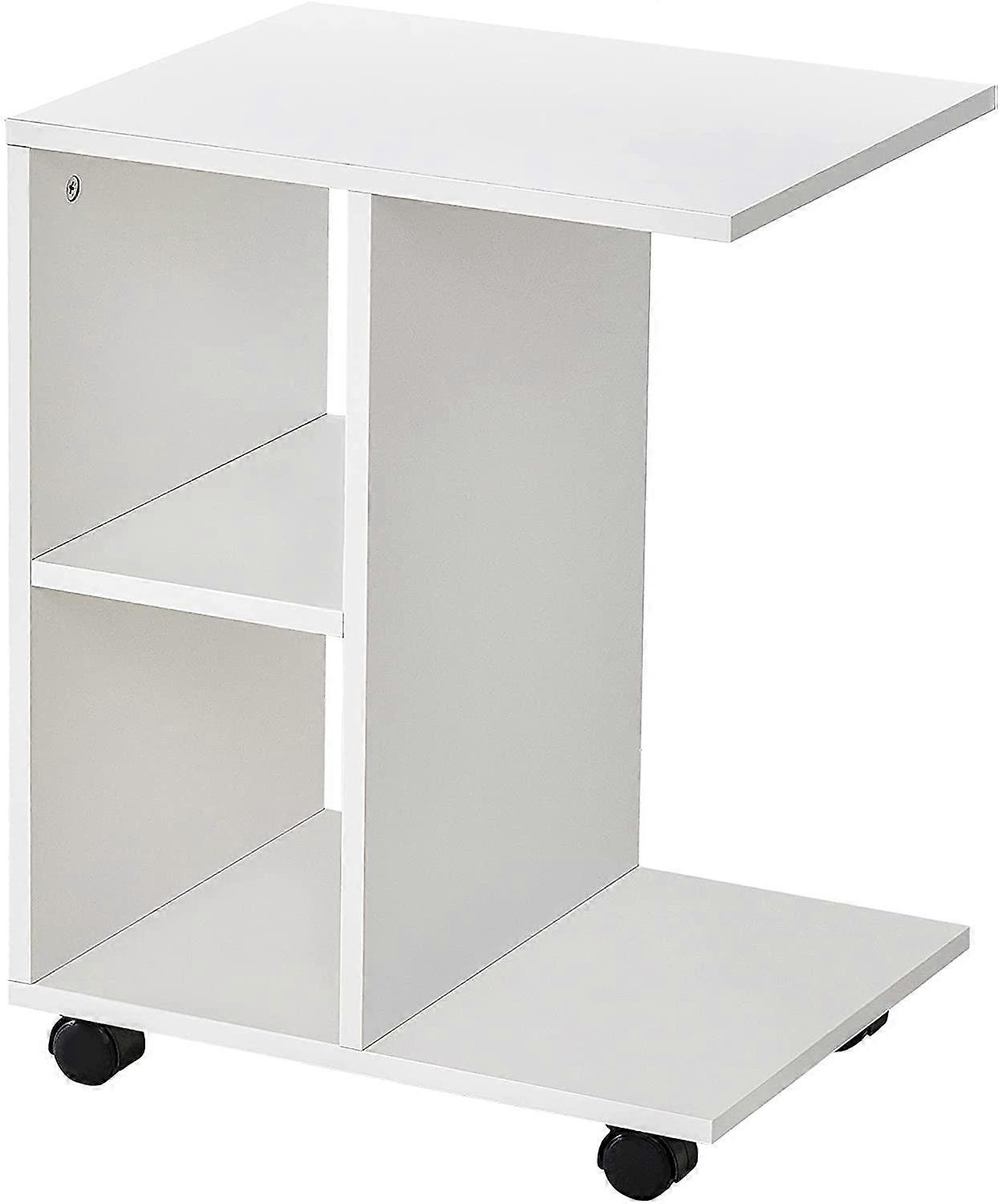 Side table - on wheels - 45x35x58 cm - White