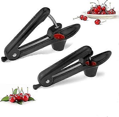 2PCS Cherry Pitter Tool and Stoner for Cherries and Dates, Fast Pit Removal, Easy Clean, Black