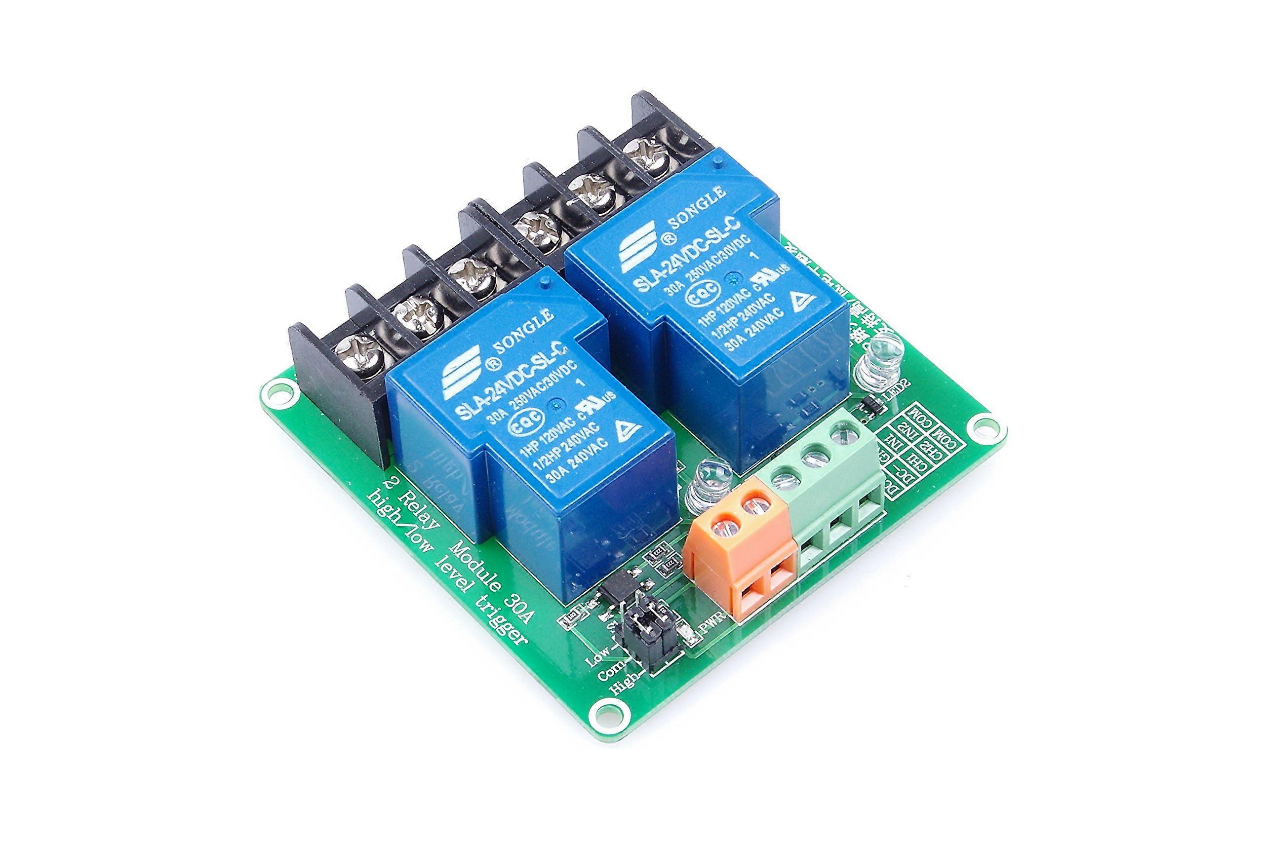 2 Channel Relay Module DC 24V  Power 30A with Optocoupler Isolation for PLC Automation Control