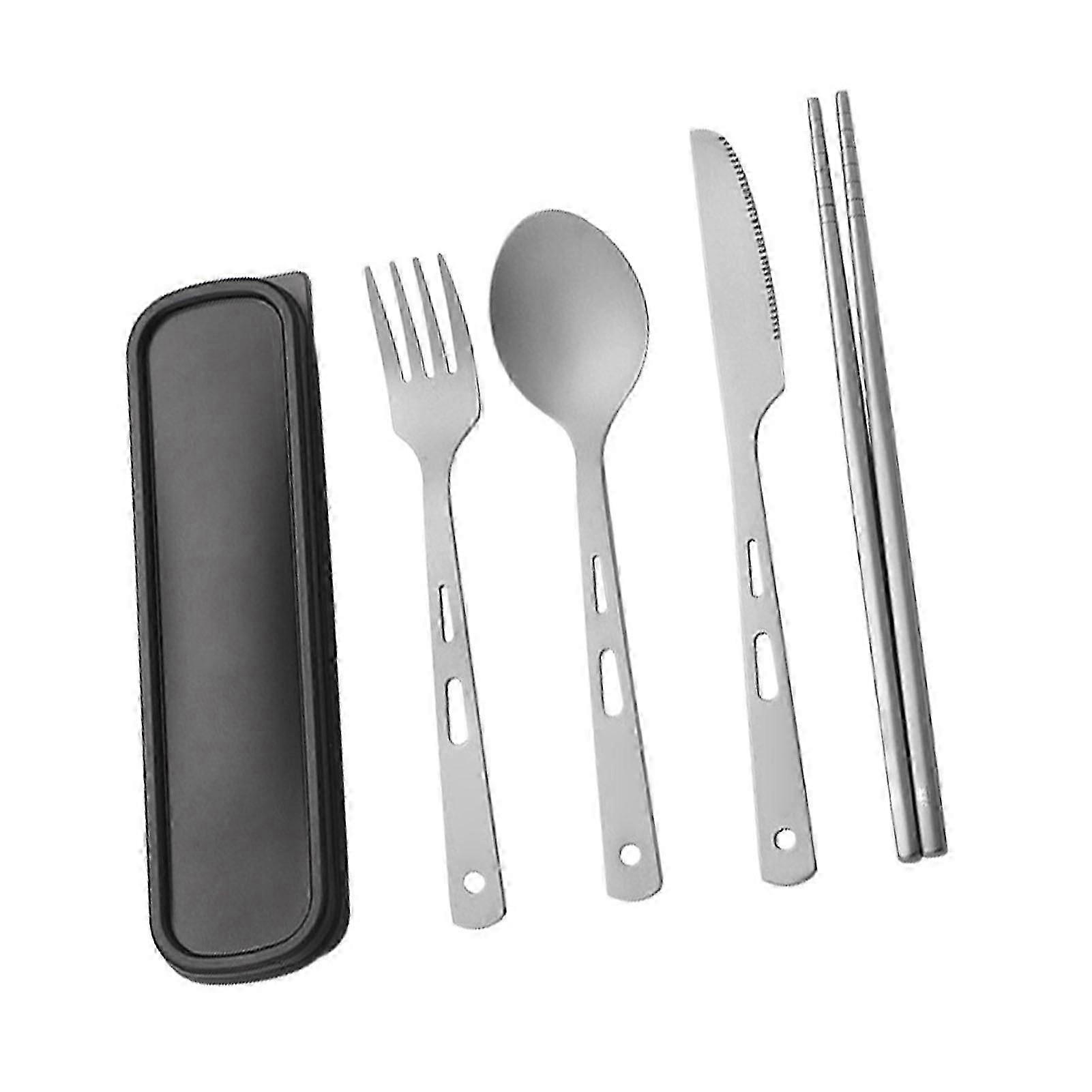 Portable Lightweight Titanium Tableware Set Fork Spoon Knife Chopsticks