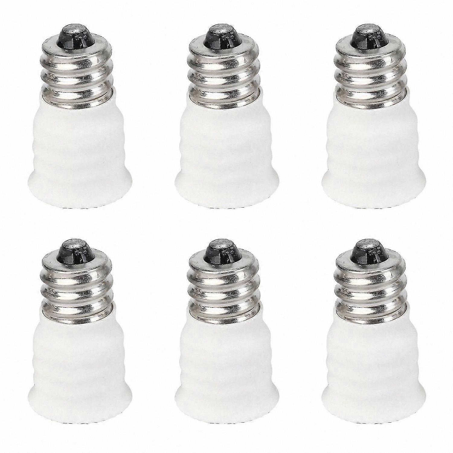 6-Pack E12 to E14 White Bulb Converter Adapter for LED Lights High-Quality Socket Changer Lamp Holder