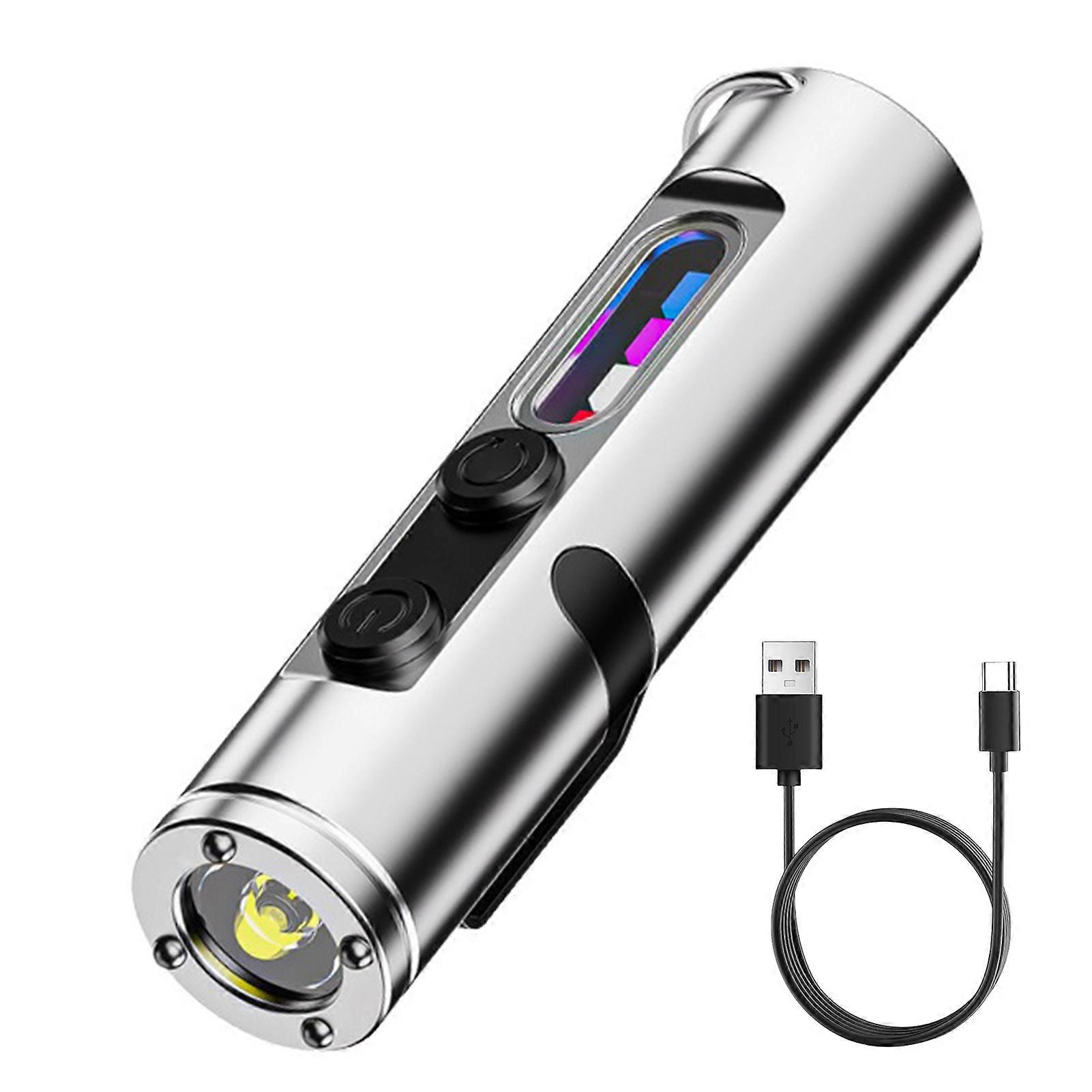 Multifunctional Mini Keychain Flashlight Rechargeable COB Light Window Breaker EDC Survival Tool