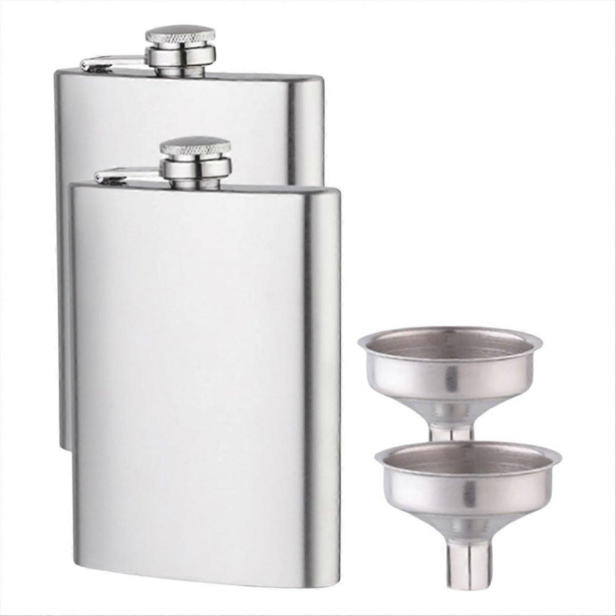 Hip Flask x2 8 oz with Funnel Leak-Proof,Stylish Portable Bottle Set