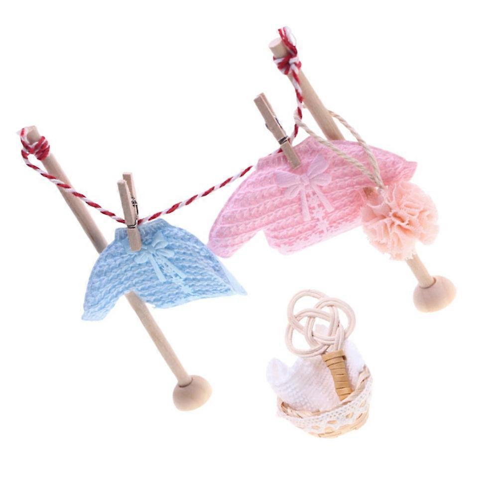 Toy Laundry Line Mini Clothesline Display for Drying 1Set
