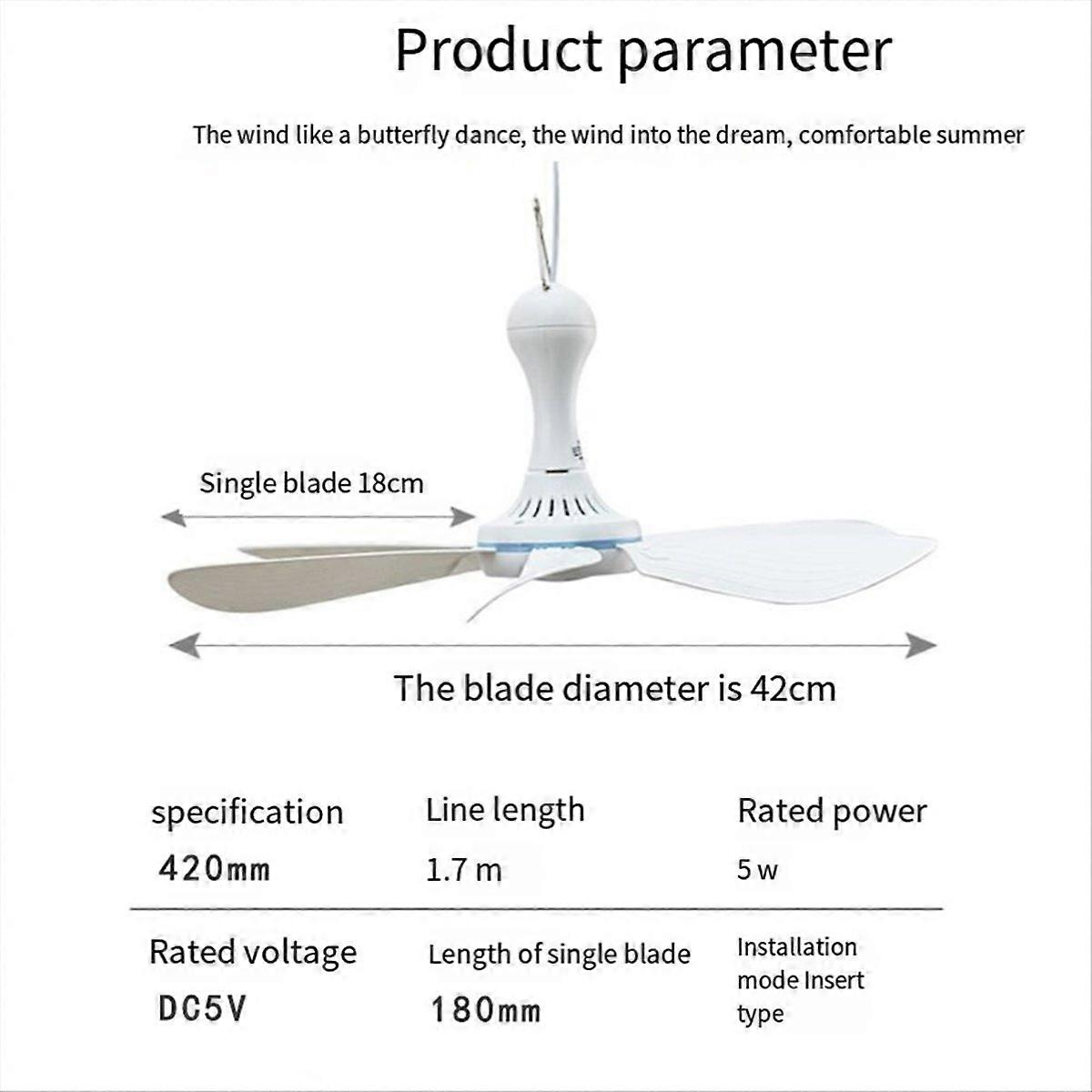 Camping fan, portable mini ceiling fan, USB tent fan