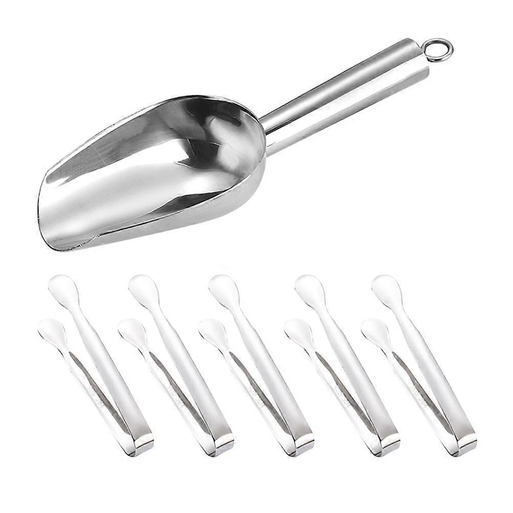 Ice Stainless Steel Ice Cube Scoop for Kitchen Use 1Set Silver