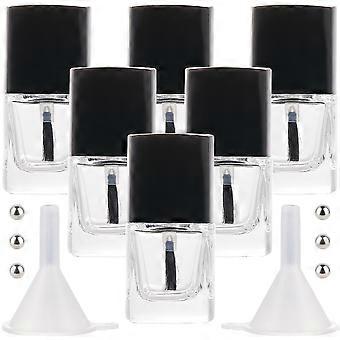 6pcs 10ml Empty Nail Polish Bottles with Brush and Mixing Balls DIY Refillable Kit