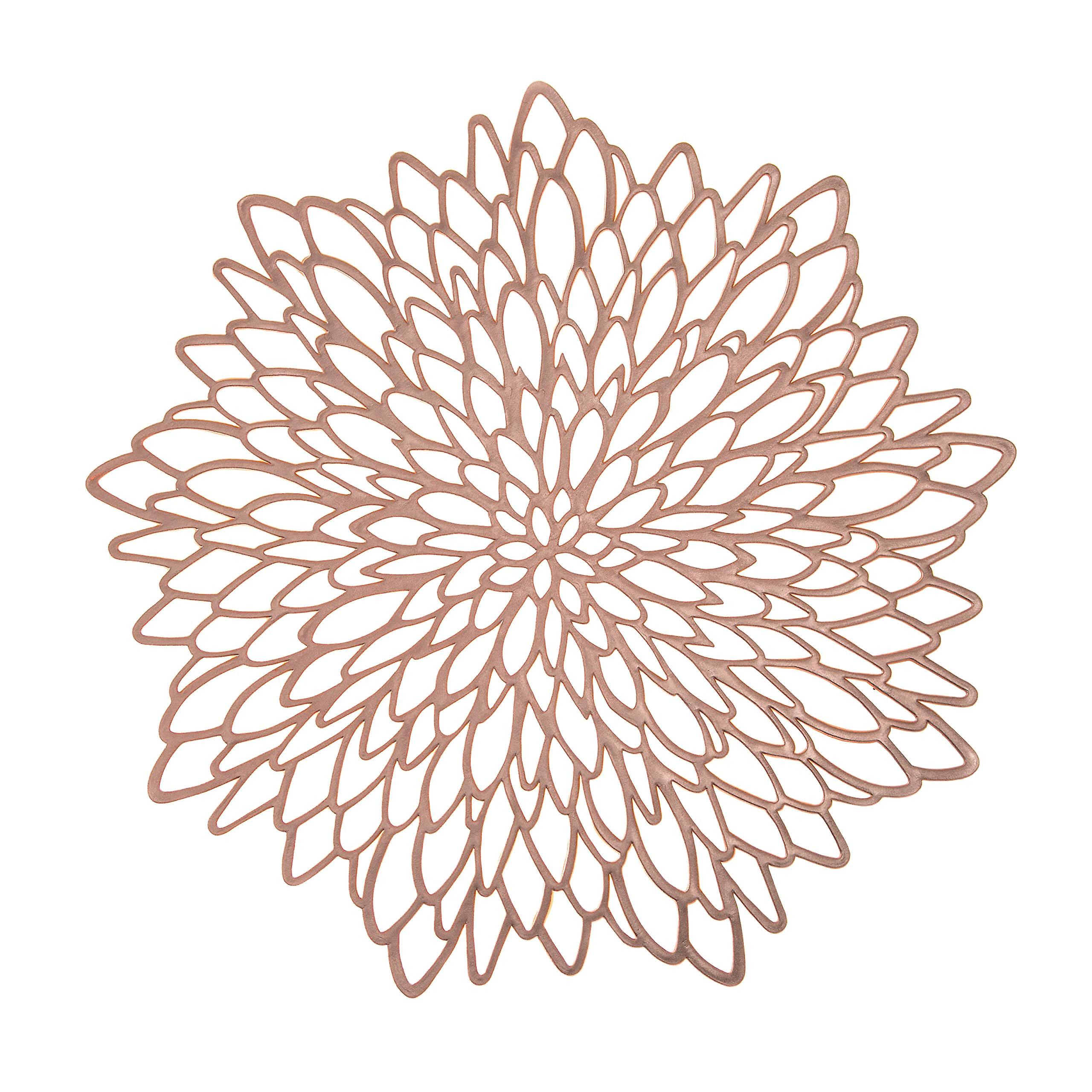 6 Pack Rose Gold Metallic Round Placemats Laminated Vinyl Leaf Dining Table Decorative