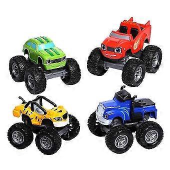 2025 Hot Blaze And The Monster Machines Racers 4 Pack, Set Of Die-cast Metal Push-along Vehicles For Preschool Kids Ages 3 Years And Older