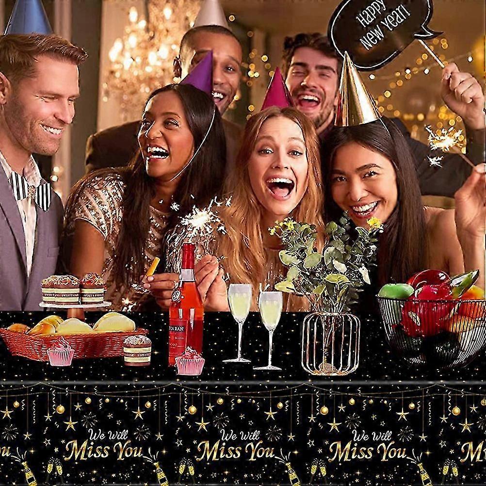 Disposable Table Covers Happy New Year Party Supplies Rectangular Multi 3Pcs