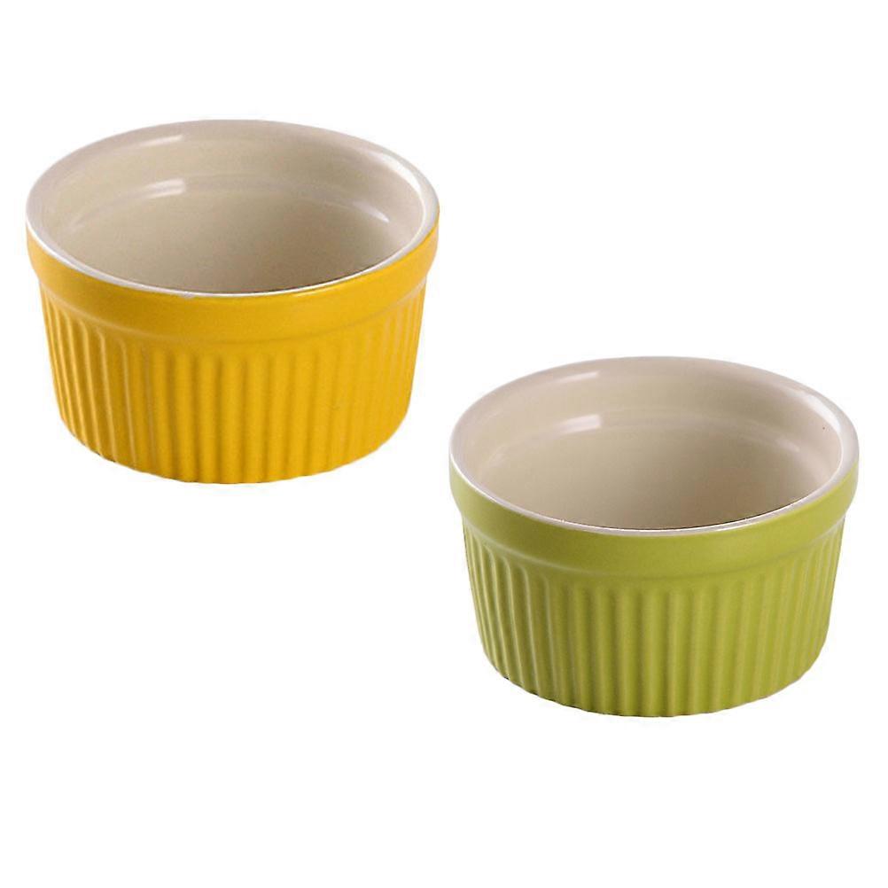 Ceramic Baking Bowl Round Shape for Baking Use 2Pcs Assorted Color Kitchenware