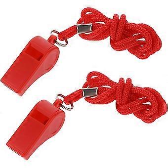 Whistle, 2 Packs Whistle for Coaches, Coach Whistles with Lanyard, Plastic Whistles for Adults, Loud Clear Red Whistles, Whistle Emergency for Teache