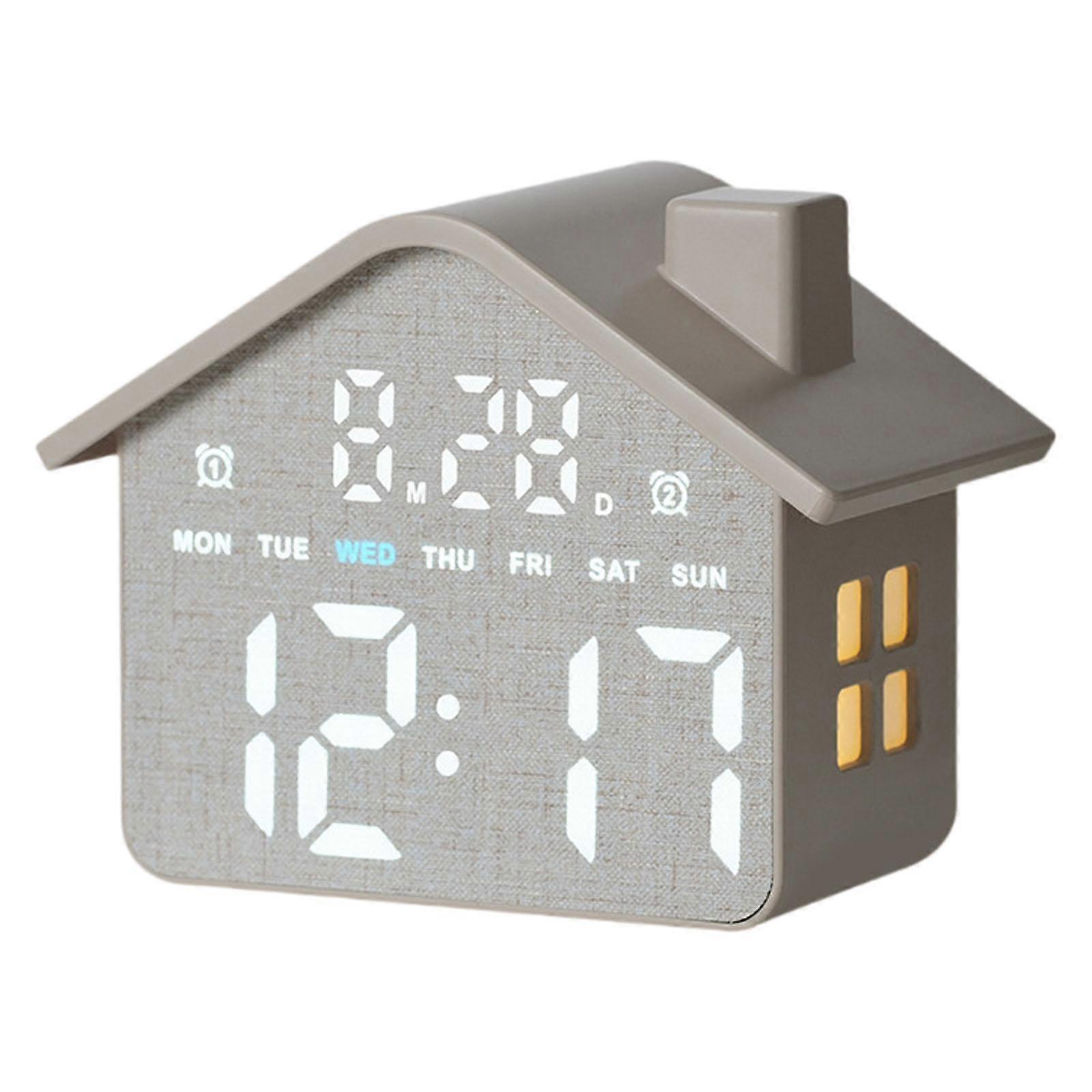 Desk Clock, House Shape Digital Alarm Clock for Office Kitchen