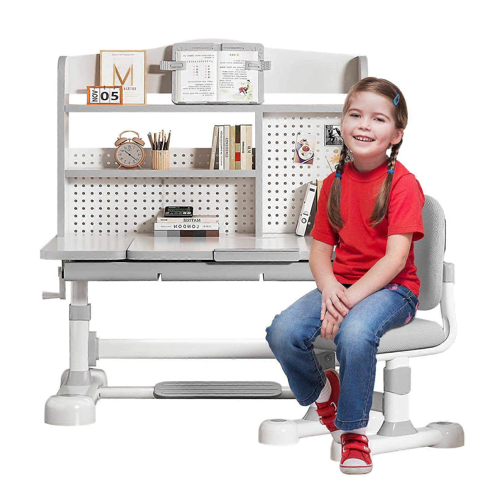 Height Adjustable Kids Study Desk - Ergonomic Learning Table Set