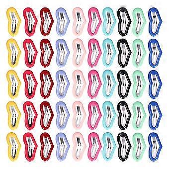 50 Pcs Little Pet Hair Clips Mini Peach Heart Hairpin Mixed Color Snap Clips for Totoro Rabbit