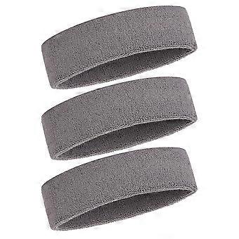 Sports Headbands For Men And Women - 3 Piece Sports Headbands Moisture Wicking Sports Cotton Terry Cloth Headbands (gray)