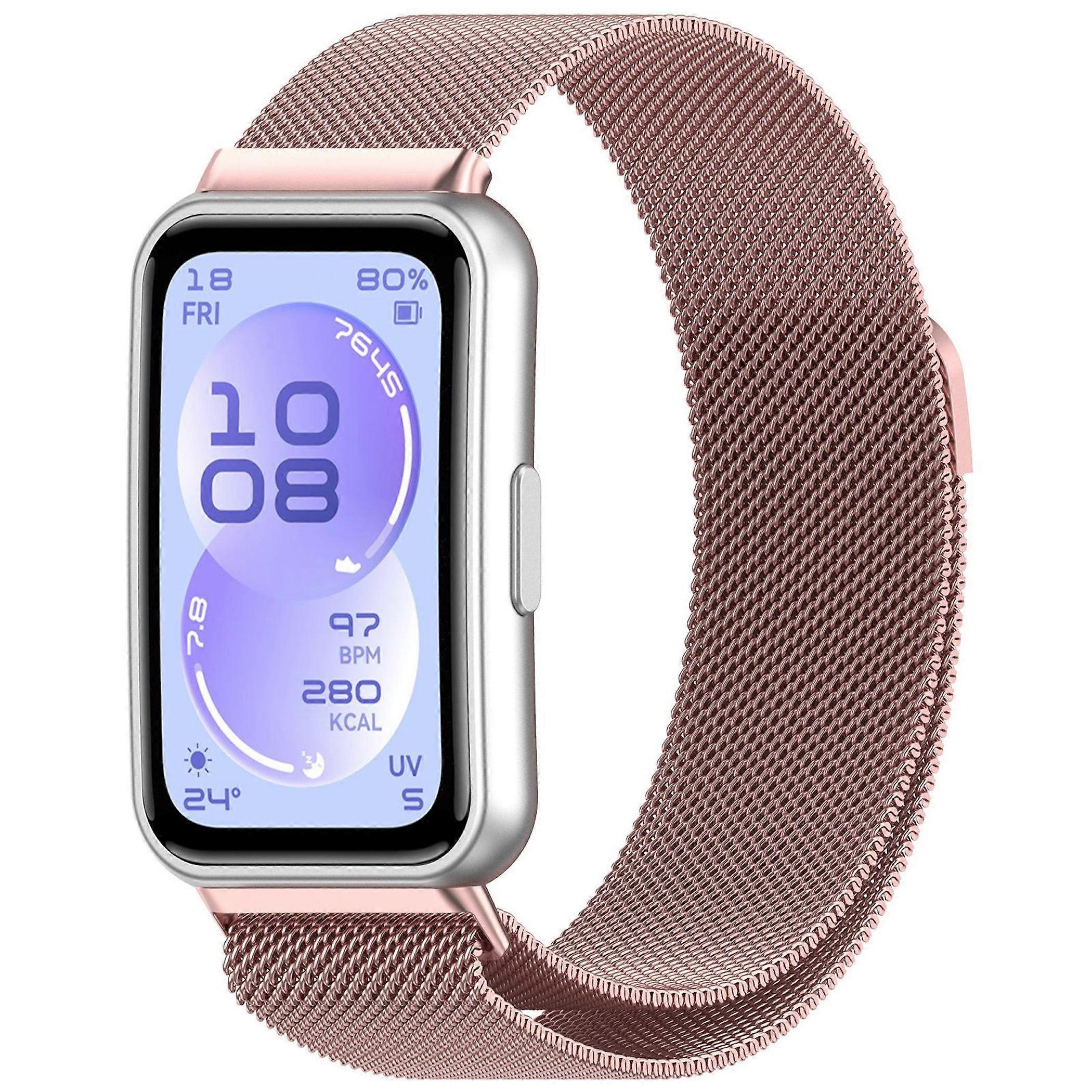 Metal Smartwatch Band for Huawei Band 11 / 11 Pro with Magnetic Clasp, Pink